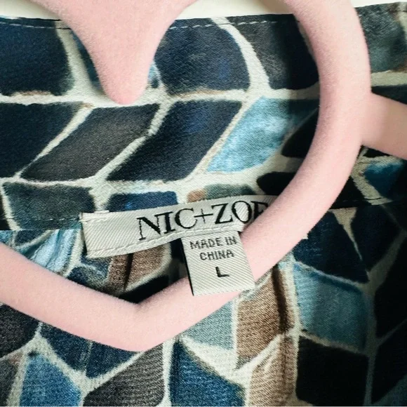 NIC+ZOE HERRINGBONE BLUES TOP Size Large - Picture 5 of 7